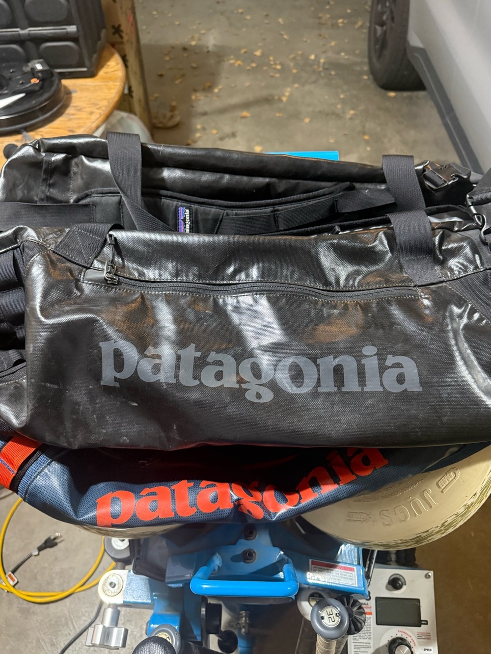 Patagonia Black Duffel with Gray Logo